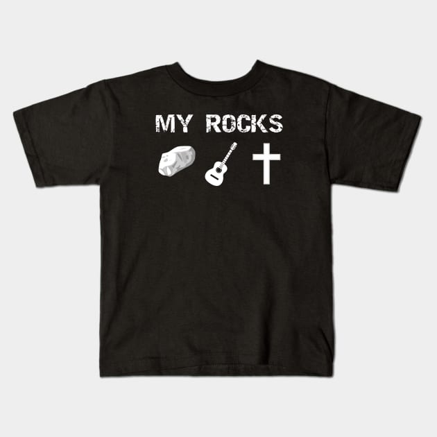 Christian Acoustic Guitar Rock Kids T-Shirt by thelamboy